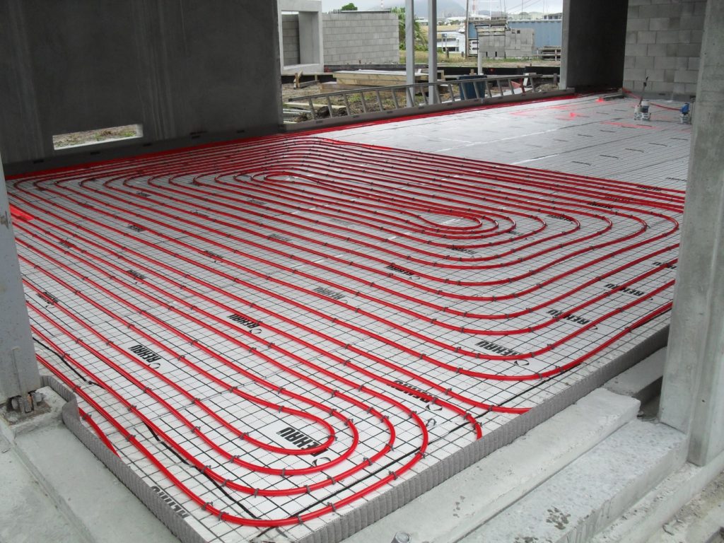 underfloor heating pipe installation with screed