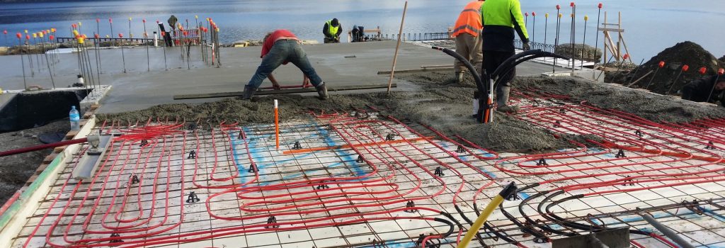 underfloor heating pipe installation in concrete